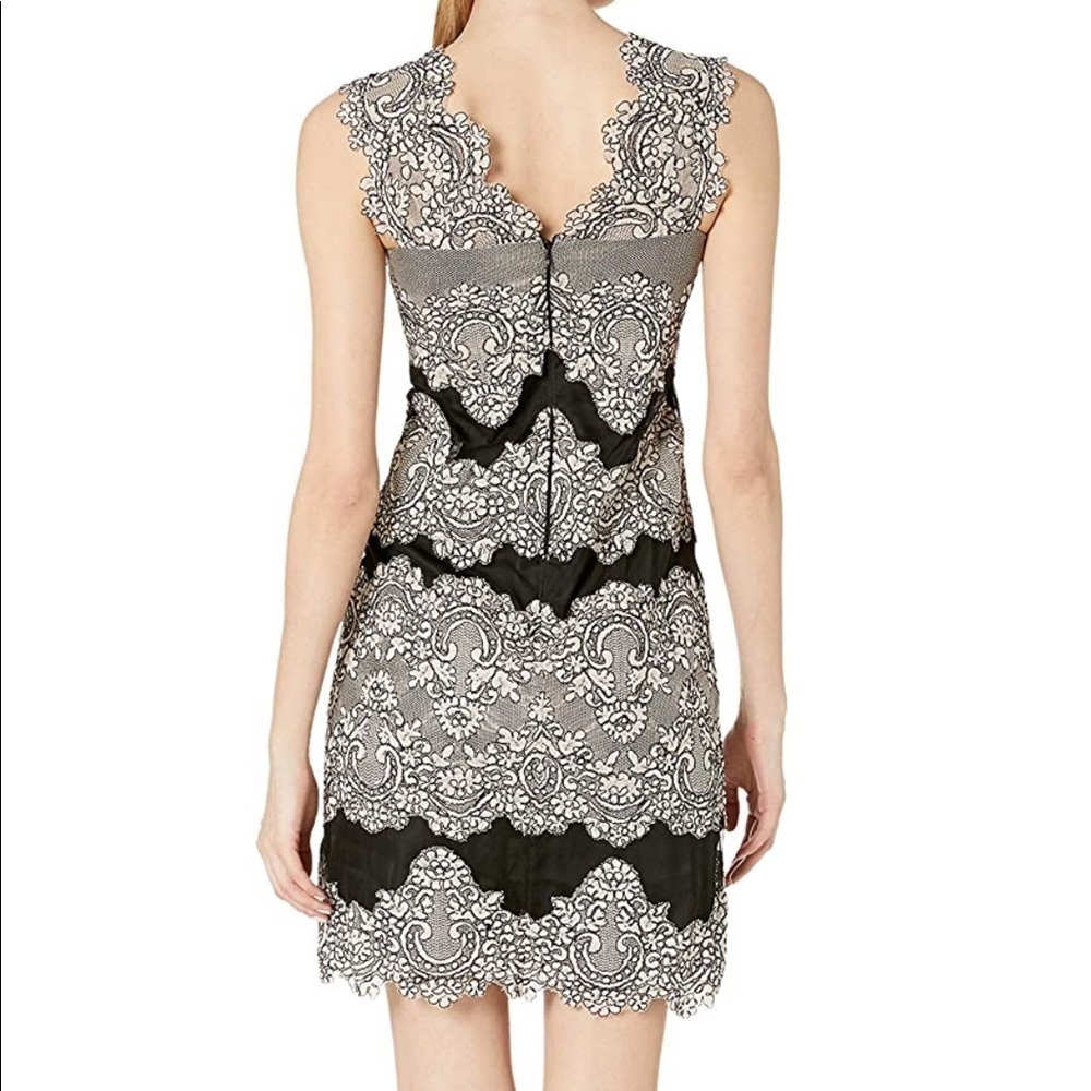 TAHARI Black & Blush Scalloped Edge Lace Sheath Dress Size 6 NEW - Picture 2 of 10